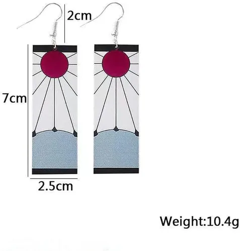 Vista 4 de Pendientes Tanjiro Hanafuda Tanjiro Cosplay Pendientes Anime Accesorios de joyería, Acero aleado