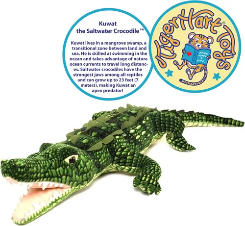 Vista 2 de TigerHart Kuwat El cocodrilo de agua salada – 56 pulgadas de largo grande de peluche de cocodrilo de peluche