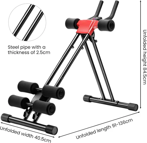 Vista 3 de Máquina de rodillos abdominales ajustables, máquina de rodillo de doble pista para gimnasio en casa, máquina de entrenamiento de cintura plegable