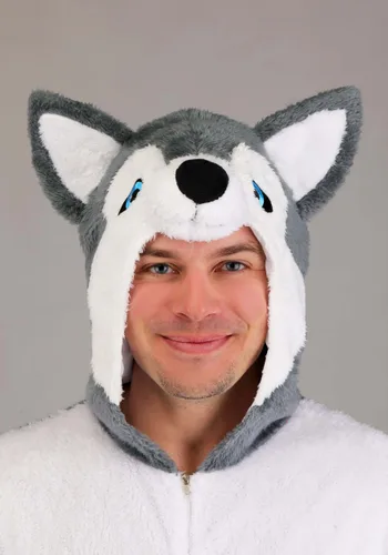 Vista 4 de Disfraz Adulto de Perro Husky Siberiano Multicolor