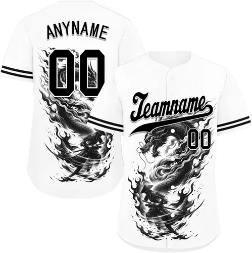 Vista 26 de Camiseta de béisbol de dragón personalizada para hombres y mujeres, camisa de Steetwear de estilo gótico, nombre del equipo y número personalizado