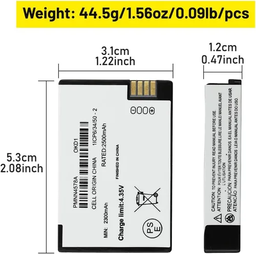 Vista 6 de 2 baterías recargables de iones de litio de 3.7 V 2500 mAh PMNN4578A BT110 para radios DTR600 DTR700 DTR720 compatible con parte no PMNN4578