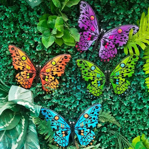 Vista 6 de Decoración de Pared de Mariposa de Metal - Arte Decorativo de Pared para Valla Exterior de 9,6", Decoración Colgante para Jardín y Patio, Sala