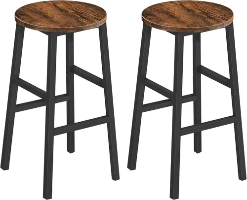 Vista 12 de MAHANCRIS Taburetes de bar, juego de 2 sillas de bar redondas con reposapiés, taburetes de bar de desayuno de cocina de 24.4 pulgadas, taburetes