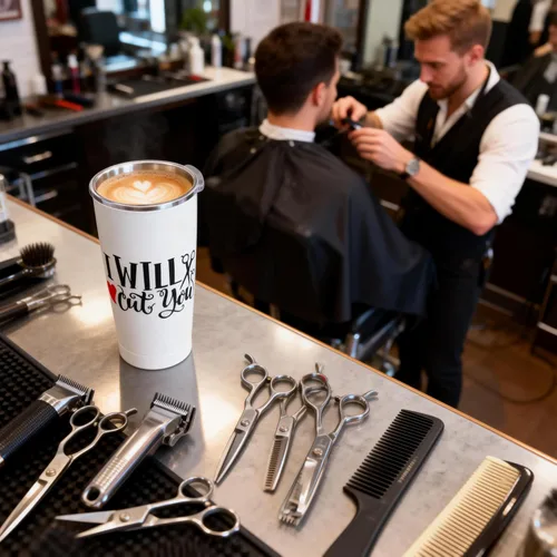 Vista 3 de I Will Cut You - Cómoda estilista, peluquería, peluquería, salón, Navidad, para mujeres y ella, divertida taza de café al vacío, botella de agua