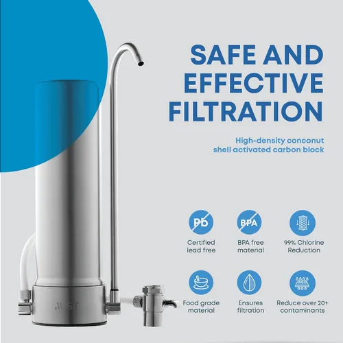 Vista 4 de Mist Filtro de agua para encimera MFC093, filtro de agua de repuesto para sistema de filtración de encimera Mist compatible con MFS093, capacidad