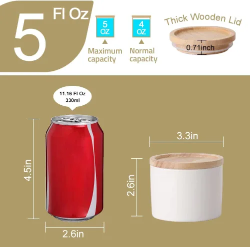 Vista 5 de Sweejar Kitchen Canisters - Tarro de cerámica para almacenar alimentos, recipientes apilables con tapa de madera y sello hermético para servir café