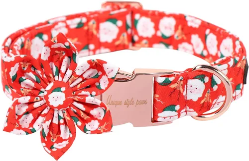 Vista 10 de Collar de perro de Halloween de estilo único con arco de flores de Unique Style Paws, collar de calabaza de algodón para perros pequeños, medianos