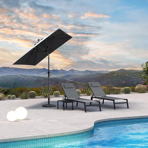 Vista 107 de PURPLE LEAF - Sombrilla de patio rectangular de 6' x 4', sombrilla de mesa para exteriores con marco de aluminio, sombrilla de mercado, sombrilla