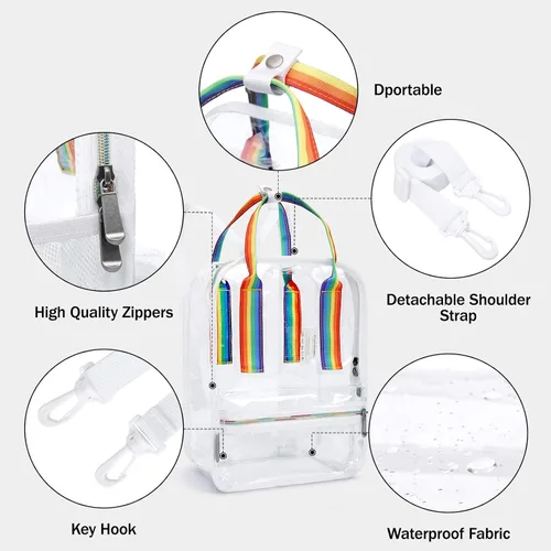 Vista 5 de mommore Mochila transparente resistente y duradera para la escuela el trabajo