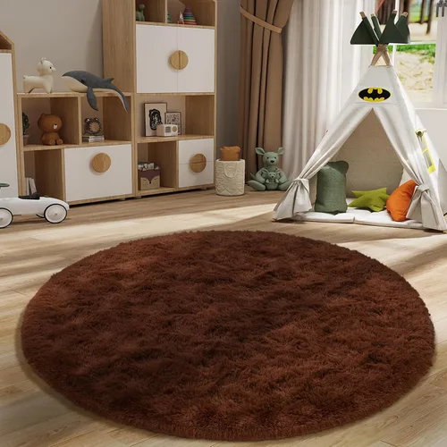 Vista 6 de LOCHAS Alfombras redondas y esponjosas de lujo para dormitorio, habitación de niños y niñas, guardería, alfombra circular súper suave, bonita