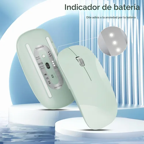 Vista 2 de TENMOS M18 Mouse Bluetooth, mouse inalámbrico recargable USB C, mouse silencioso de triple modo (Bluetooth dual+USB) para computadora, portátil