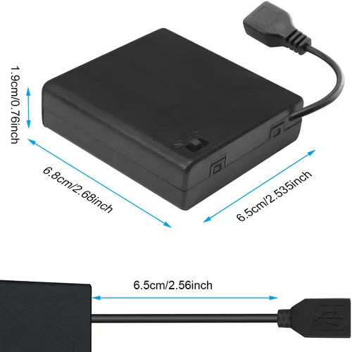 Vista 5 de 4 piezas 4 AA soporte de batería USB interruptor, 6 V USB hembra zócalo, 4 x 1.5V AA caja caja caja titular interruptor de encendido/apagado