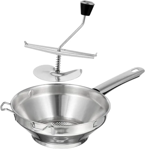 Vista 9 de Gatuida Molino giratorio de acero inoxidable para salsa de tomate, cortador manual de papas, prensatelas de mano para puré de papas, comida