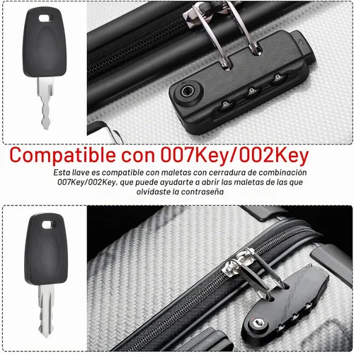 Vista 2 de 2 llaves compatibles con equipaje maestro 007 002, maleta de equipaje, cerradura de contraseña