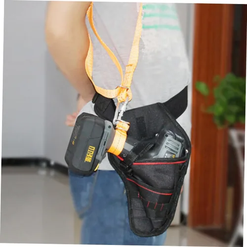Vista 4 de Bolsa de cinturón de taladro eléctrico para hombre, bolsas de herramientas de carpintero, bolsa de herramientas de carpintero, bolsa de transporte