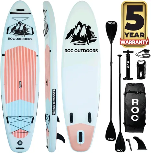 Vista 20 de Roc Tabla de remo inflable con accesorios de tabla de remo de SUP de alta calidad, diseño amplio y estable, cubierta antideslizante y cómoda