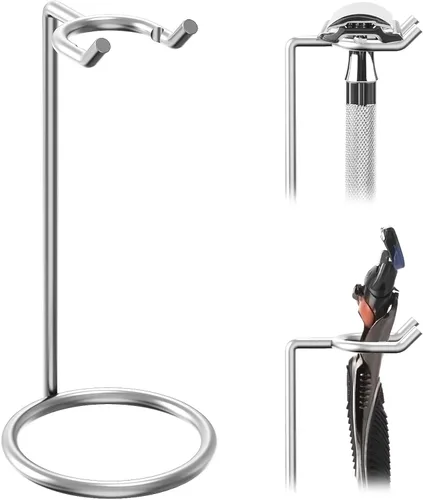 Vista 9 de Linkidea Paquete de 2 soportes para maquinilla de afeitar de seguridad de acero inoxidable, soporte de afeitado de viaje, compatible con Gillette