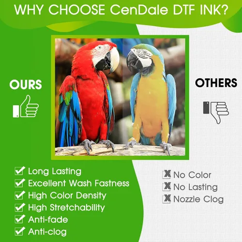 Vista 4 de CenDale Tinta DTF Prémium 3000ML - Tinta de transferencia DTF para película PET, Tinta DTF recargable para Epson ET-8550, L1800, L800, XP15000
