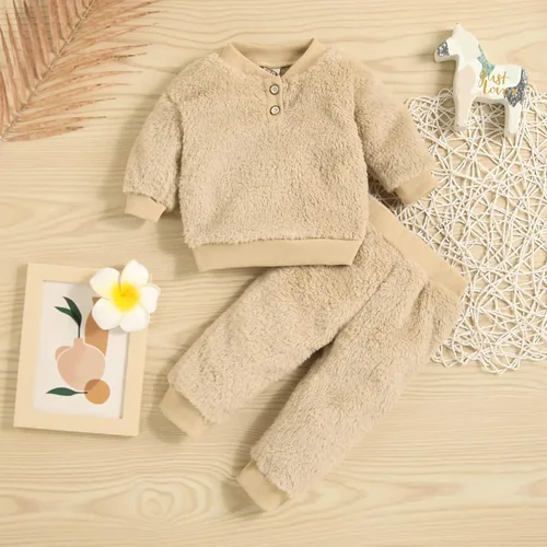 Vista 2 de Conjunto de sudadera unisex de manga larga para recién nacido, ropa de género neutro