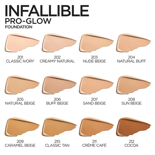 Vista 3 de L'Oreal Paris Maquillaje Infallible Pro-Glow hasta 24 horas de base, cacao, 1 onza líquida.