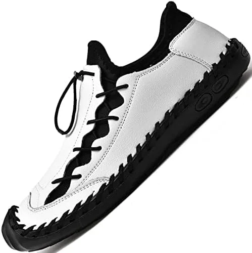 Vista 3 de LZDZN Zapatos casuales para hombre para hombre, mocasines de cuero, vestido para conducir, negro, marrón, amarillo, blanco, tamaño grande, ancho
