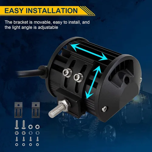 Vista 7 de RIGIDON 2 luces antiniebla LED con soportes de montaje de enganche de remolque de 2.5 pulgadas, 4 pulgadas, 60 W, retroceso, combo de punto