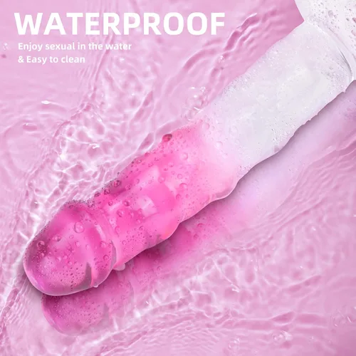 Vista 6 de Juguete sexual realista consolador rosa para mujeres – TUFEEL G Spot Juguetes para adultos, pene transparente degradado con fuerte ventosa, polla