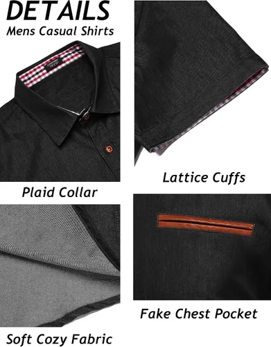 Vista 5 de COOFANDY Camisa de vestir casual de manga corta con botones para hombre