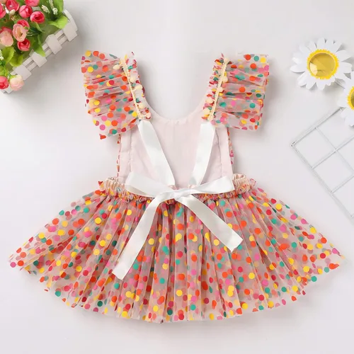 Vista 3 de Vestido de princesa para el primer cumpleaños de niña pequeña, vestido vintage de margaritas florales para tartas y sesión de fotos