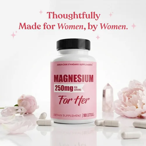 Vista 6 de Glicinato de magnesio para mujeres 250mg por una cápsula, glicinato de magnesio quelatado para ella, 90 cápsulas, suministro de 90 días