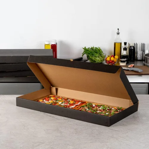 Vista 166 de Restaurantware - Cajas para pizza, 50 unidades, 14 x 7 x 1.5 pulgadas, embalaje de papel de cartón corrugado con bloqueo de pestañas, resistente a