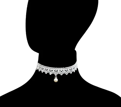 Vista 3 de LINKY Conjunto de joyería de 10 piezas de gargantilla de encaje blanco para mujeres y niñas,
