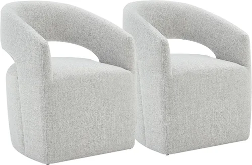 Vista 32 de KISLOT Juego de 1 sillas de comedor tapizadas con ruedas, color beige crema