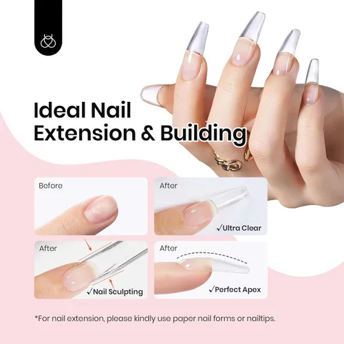 Vista 12 de Beetles Kit de Gel Duro para Uñas Clásico Neutro 3 Colores 9 en 1 Extensión de Uñas Esculpido de Alta Dureza para Profesionales de Salón Gel