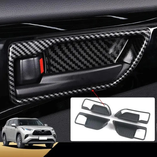 Vista 7 de para Toyota Highlander 2020 2021 2022 2023 Accesorios Cubierta de Interruptor de Botón de Caja de Apoyabrazos, Calcomanía de Pegatina de Impresión