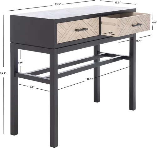 Vista 3 de SAFAVIEH Home Collection Ajana - Mesa consola con 2 cajones color negro y gris