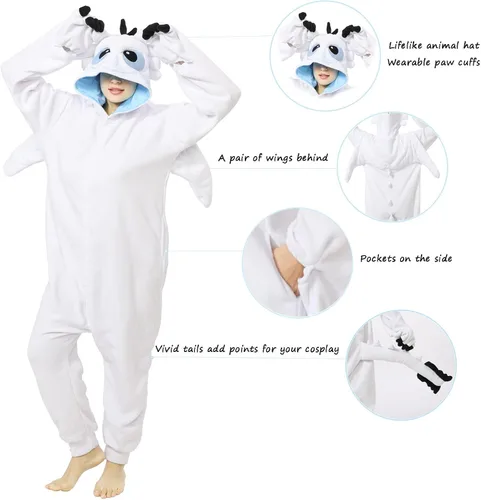 Vista 6 de Oiziuzio Pijama unisex de animal para cosplay, disfraz de dragón para adultos, mujeres y hombres