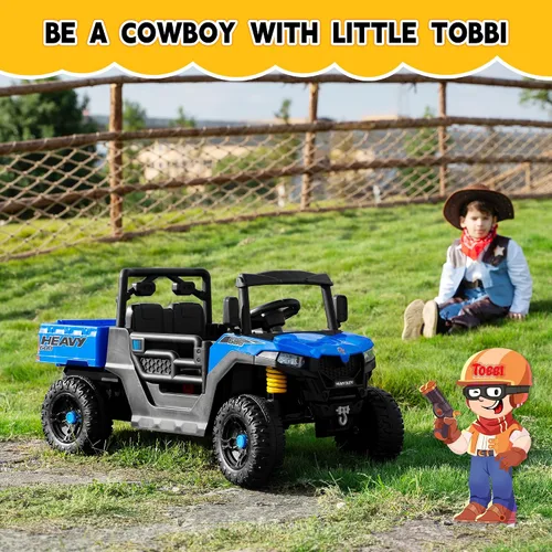 Vista 9 de TOBBI - Camión volquete para niños de 12 V, coche eléctrico para niños