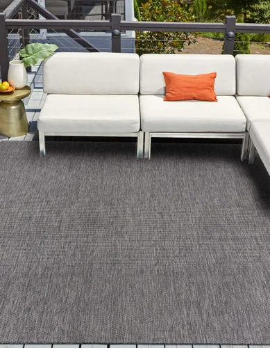Vista 12 de Unique Loom Collection - Alfombra casual de transición sólida jaspeada para interiores y exteriores