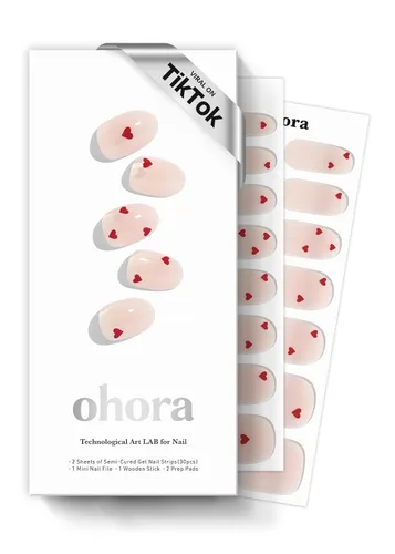 Vista 31 de ohora Tiras de uñas de gel semicuradas Rojo, Sólido N Addict N Adicto