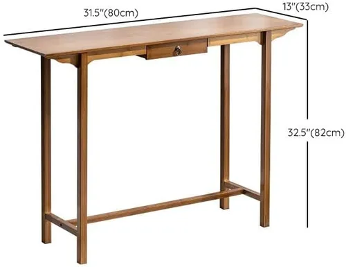 Vista 3 de Mesa consola, mesa de consola moderna de mediados de siglo, rectangular, color marrón oscuro, mesa de pasillo, mesa de sofá para entrada, pasillo