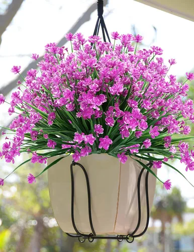 Vista 9 de Flores artificiales, 8 paquetes de plantas artificiales para exteriores, resistentes a los rayos UV, plantas artificiales, arbustos para interiores