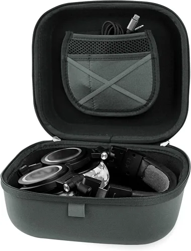 Vista 2 de Linkidea Funda de transporte para auriculares compatible con Audio-Technica ATH-M50X, ATH-GDL3 y más, bolsa protectora de viaje rígida con cable