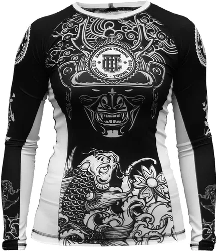 Vista 5 de Hardcore Training Camiseta de compresión de manga larga para mujer, capa base de compresión, ajustada, yoga, correr, gimnasio, entrenamiento