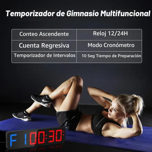 Vista 2 de Reloj de pared con pantalla LED grande de 15" para gimnasio Entrenamiento de intervalos en el gimnasio Cuenta regresiva y progresiva