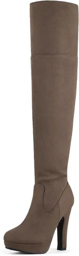 Vista 12 de DREAM PAIRS Botas altas para mujer, con plataforma, negras, tacón alto robusto, por encima de la rodilla Negro