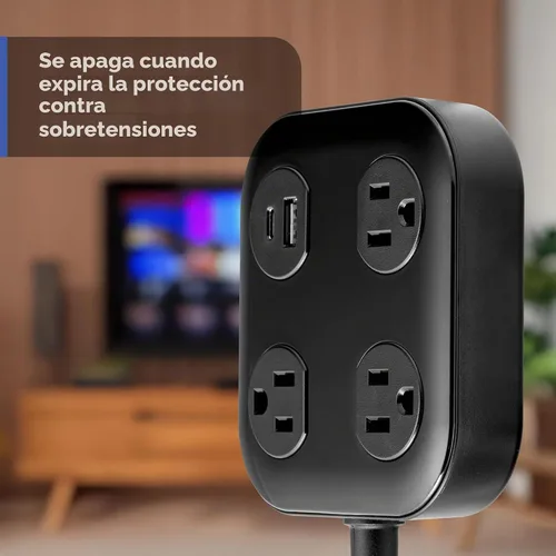 Vista 7 de GE SurGE Protector Power Strip con puertos USB, cable de extensión trenzado
