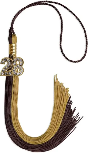 Vista 216 de Endea Graduation Borla de doble color con dije dorado (negro/oro brillante, 2022)