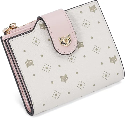 Vista 7 de FOXLOVER Cartera pequeña para mujer, con bloqueo RFID, de piel, plegable, con cremallera, bolsillo con cremallera, tarjetero con ventana